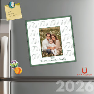Calendrier magnétique Photo Vert 2026 Sage
