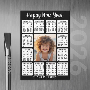 Calendrier magnétique photo verticale - HNY noir