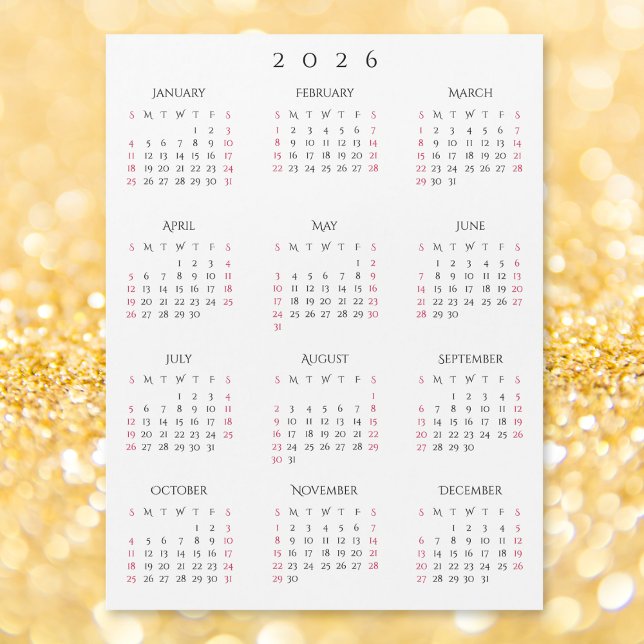 Calendrier magnétique simple noir et blanc pour la (Simple Black White 2026 New Year Magnetic Calendar)