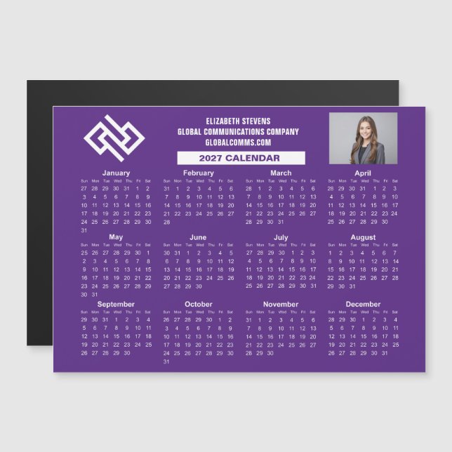 Calendrier Magnétique sur Mesure Entreprise Violet (Devant / Derrière)
