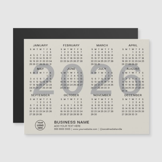 Calendrier Magnétique sur Mesure pour Entreprises  (Devant / Derrière)
