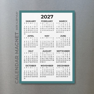 Calendrier Magnétique Vue Annuelle 2027 Bleu Sarce