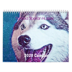 Calendrier Magnifique mur d'art Siberian Husky 2020 Calendrie