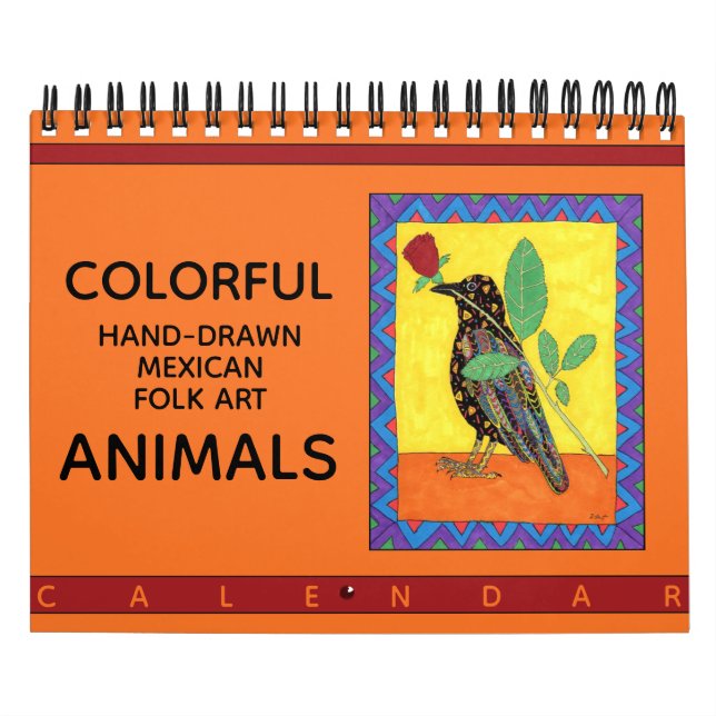 Calendrier Main colorée dessinée mexicaine Folk Art Animals 2 (Protection)