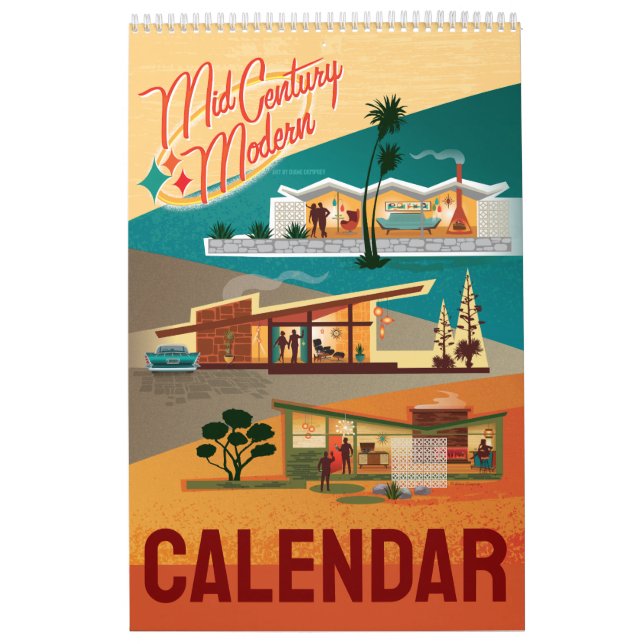 Calendrier Maisons Modernes Du Milieu Du Siècle Style Page Si (Protection)