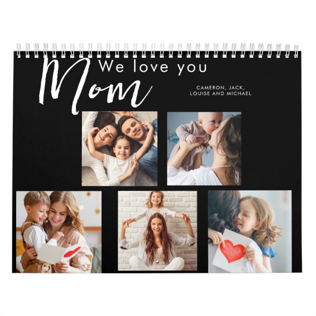 Calendrier maman, maman, photo collage, on t'aime, typographi (Protection)