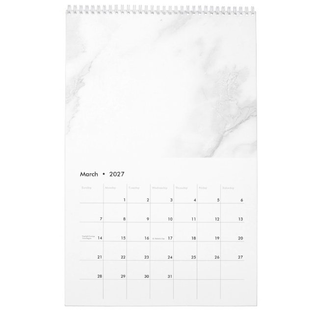 Calendrier Marbre Blanc (Mar 2027)