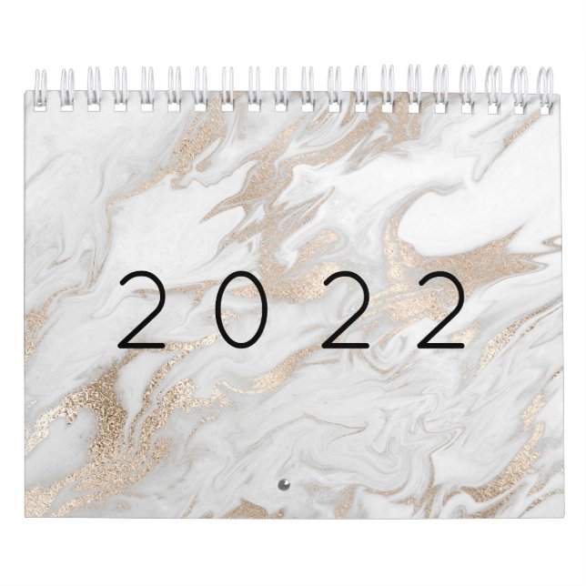 Calendrier Marbre blanc gris gris blanc Rose or 202 Cal (Protection)