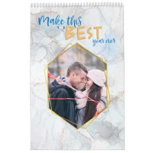 Calendrier Marbre d'or Meilleure année Remplir la photo
