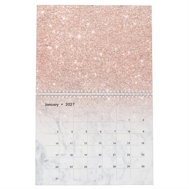 Calendrier Marbre rose chic élégant de blanc d'ombre de (Jan 2027)