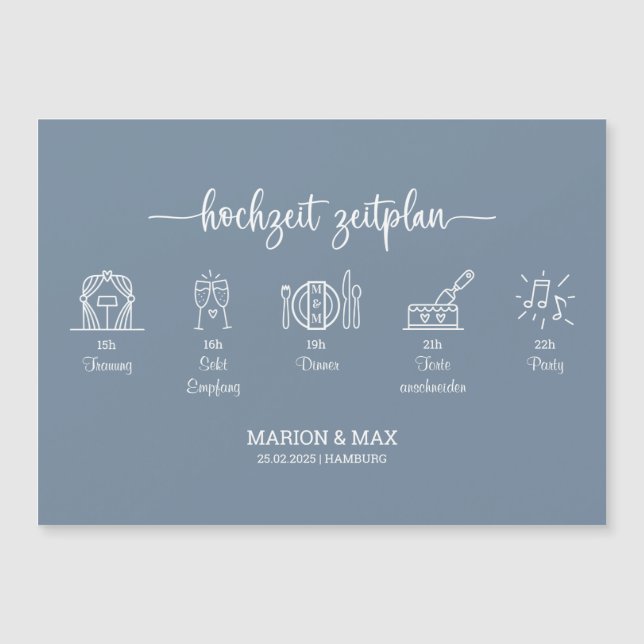 Calendrier Mariage Dusty Blue 01 (Devant)