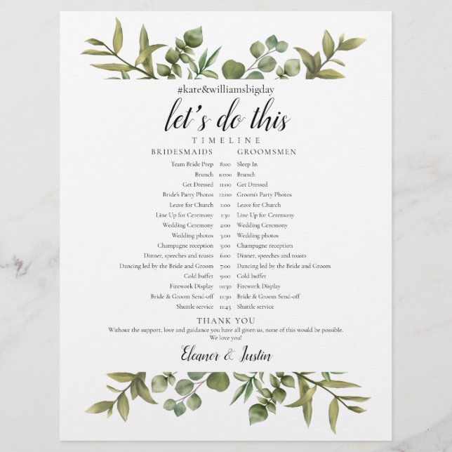 Calendrier Mariage Eucalyptus vert (Devant)