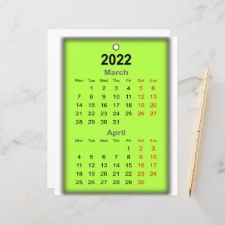 Calendrier mars avril 2022 Imprimer sur..