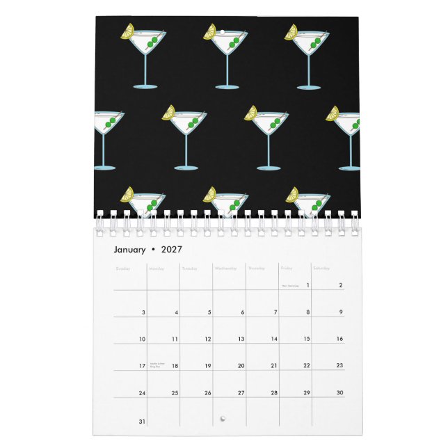 Calendrier Martini Amateurs De Cocktail Bar De Verre Alcool (Jan 2027)