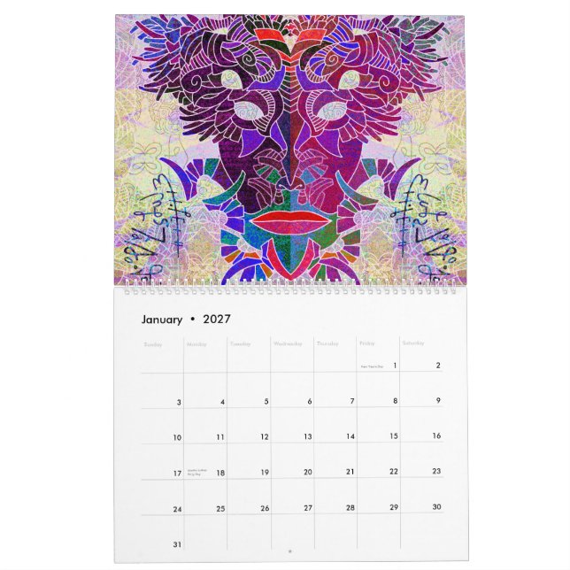 Calendrier Maskyrinth de Lin Tarczynski pour 2026 (Jan 2027)