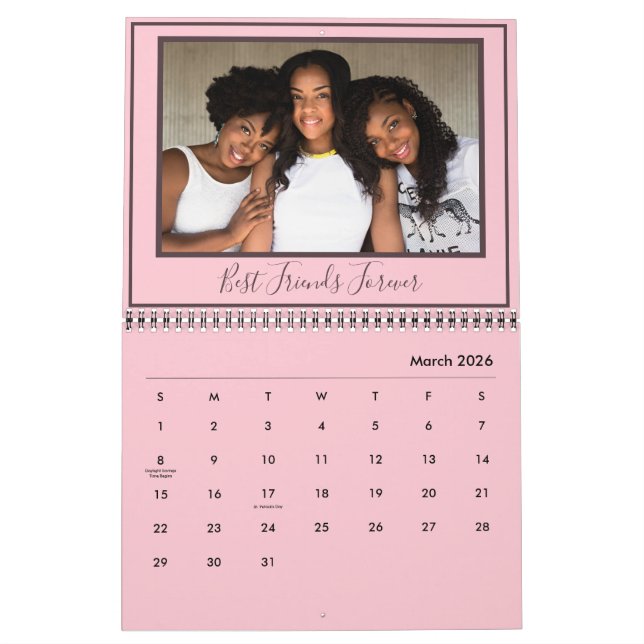 Calendrier Meilleurs Amis jamais photo rose moderne personnal (Mar 2026)