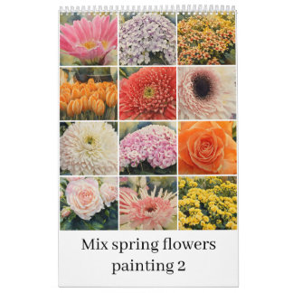 Calendrier Mélanger fleurs de printemps aquarelle peinture 2