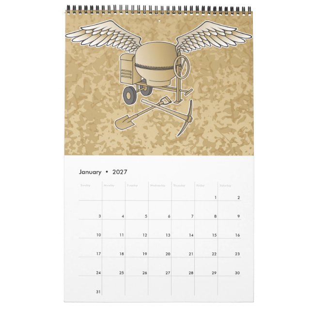 Calendrier Mélangeur en béton beige (Jan 2027)