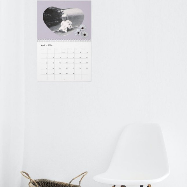 Calendrier Mémoire Affectueuse Forme de Coeur Photo Marguerit (Créateur téléchargé)