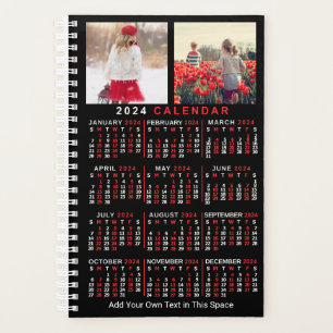 Calendrier mensuel 2024 Année Black Custom 10 Phot
