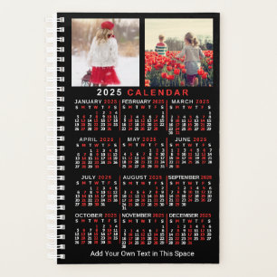 Calendrier mensuel 2025 Année Black Custom 10 Phot