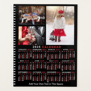 Calendrier mensuel 2025 Black Custom 9 Photos