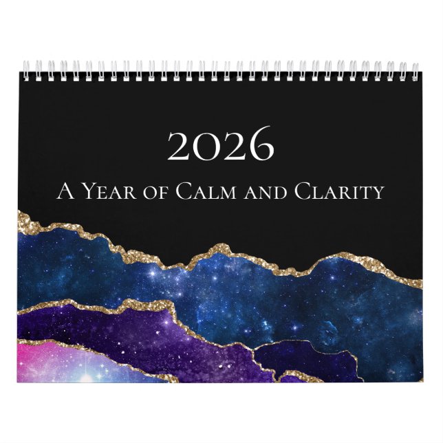 Calendrier Mensuel Clair et Calme Agate 2026 (Protection)