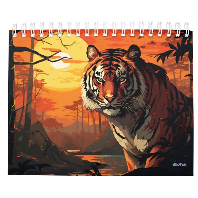 calendrier mensuel du mur de tigres 2025 (Dos)