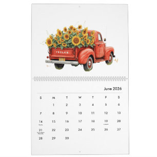 Calendrier mensuel élégant et moderne de tournesol