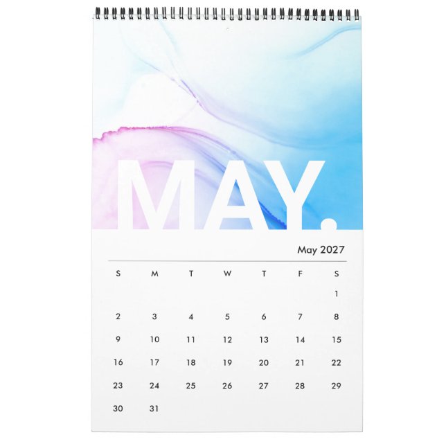 Calendrier mensuel moderne à texture de marbre à l (Mai 2027)