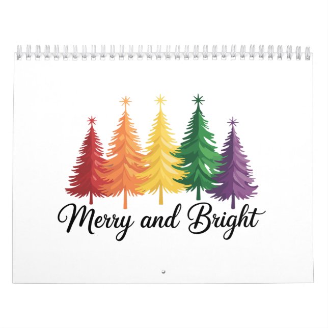 Calendrier Merry And Bright Rainbow Christmas Tree Gay LGBTQ  (Protection)