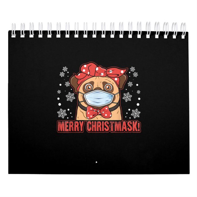 Calendrier Merry Christmas Cute Pug Dog Breed Furry (Protection)