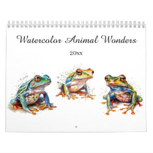 Calendrier Merveilles d'animaux à l'aquarelle, personnalisé