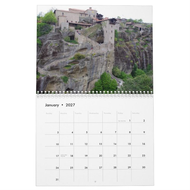Calendrier Meteora - Grèce (Jan 2027)