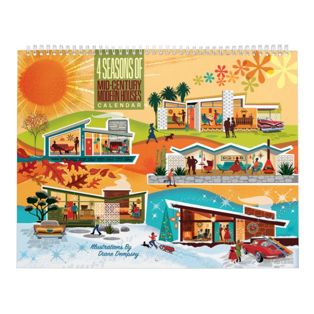 Calendrier Mid-Century Modern Houses Calendar - Large (Protection)