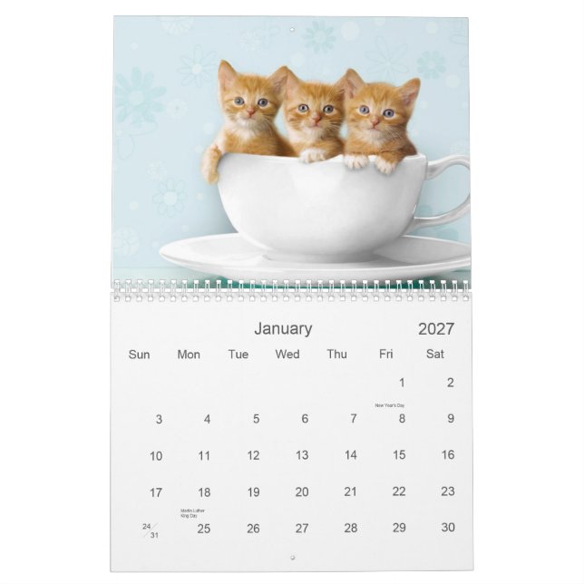 Calendrier mignon de chaton (Jan 2027)