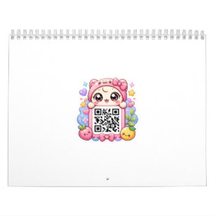 Calendrier Mignon personnage de code QR rose Kawaii Floral Pa