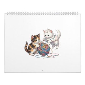 Calendrier Mignons Chatons Enjoués avec Pelote de