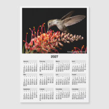 Calendrier Mini magnétique 2027 Colibri 5x7"
