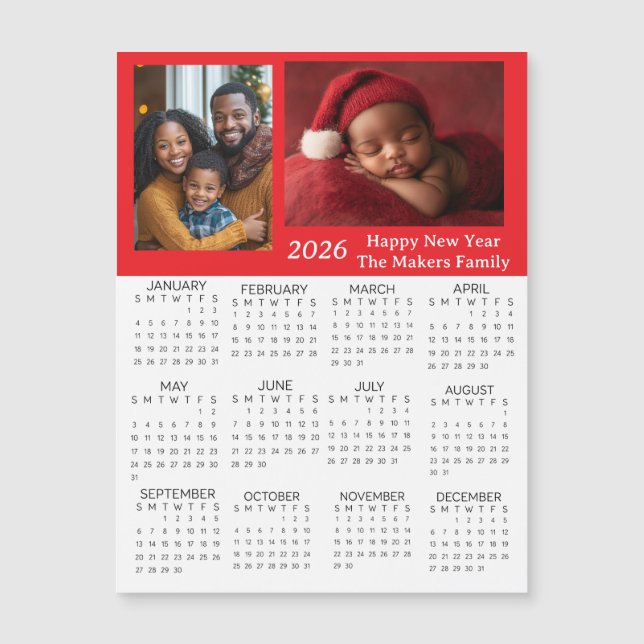 Calendrier mini personnalisé 2026 avec photos (Devant)
