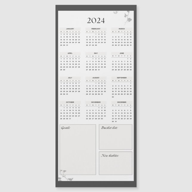 Calendrier minimal gris 2024 (Devant)