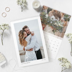 Calendrier Minimal moderne Couple Mariage Photos Keepsaké
