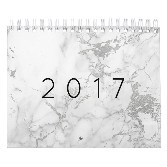 Calendrier Minimalisme Marbre blanc gris argent gris gris (Protection)