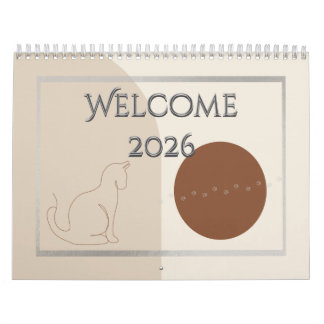 Calendrier Minimalist Cat-Themed 2026 Desk Calendar Template