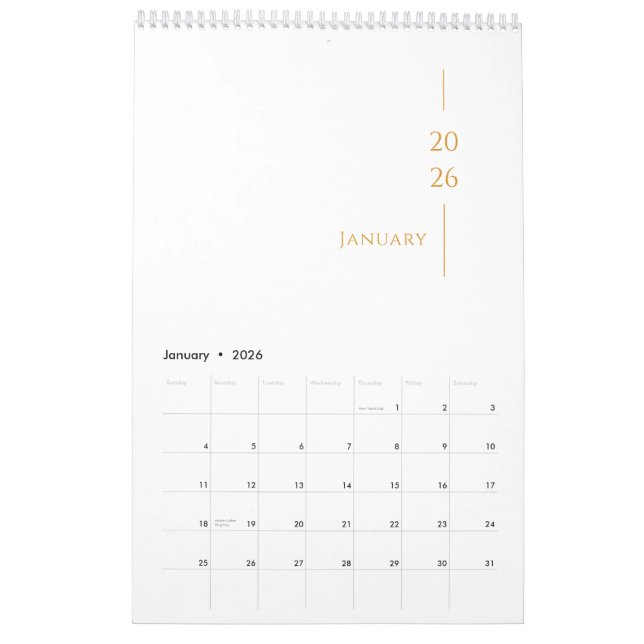 Calendrier Minimalist Clean Design (Jan 2026)