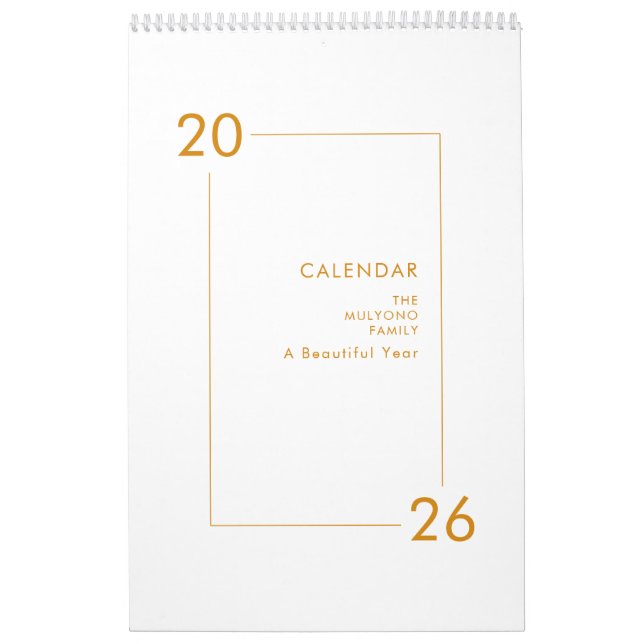 Calendrier Minimalist Modern Elegant 2026 Calendar (Protection)