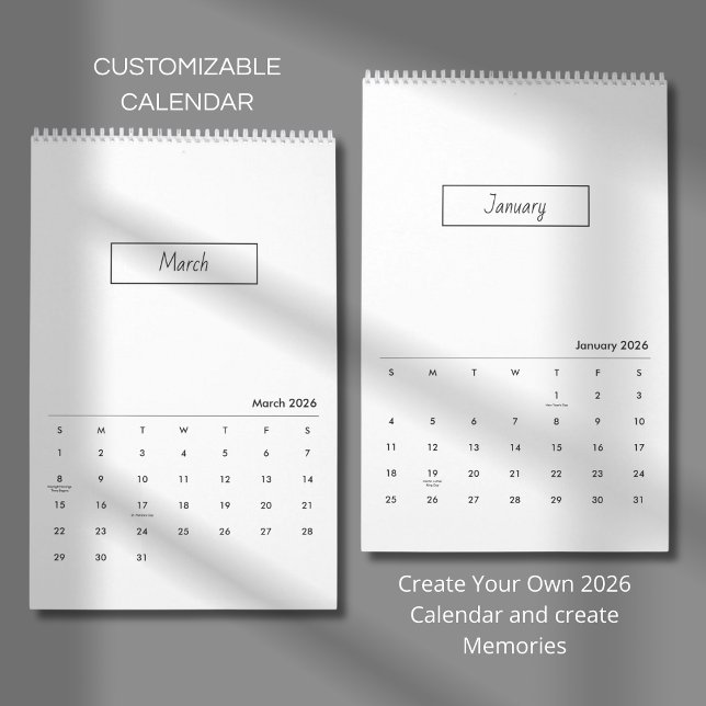 Calendrier Minimalist Modern Elegant 2026 Calendar (Créateur téléchargé)