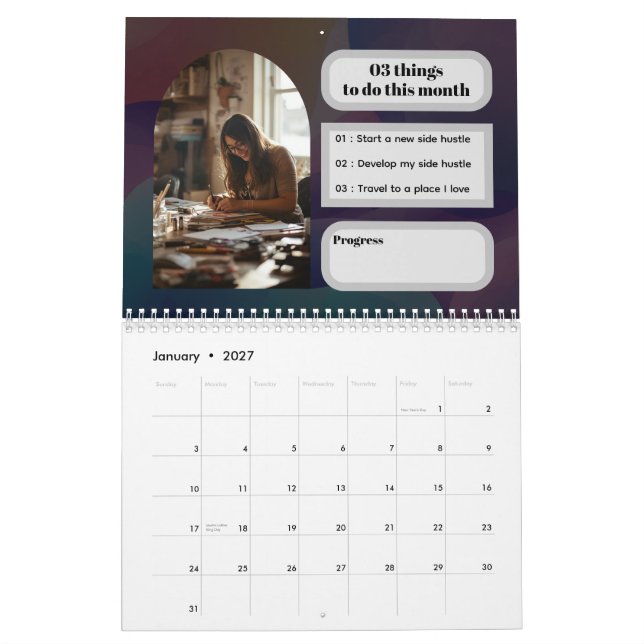 Calendrier Minimalist Modern Event Photo 2026 Milestone (Jan 2027)