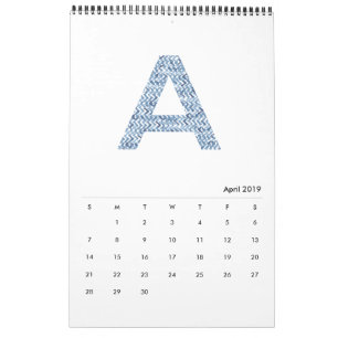 Calendrier minimaliste à motif aquarelle indigo 20