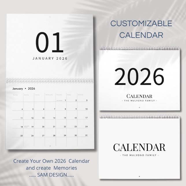 Calendrier Minimaliste Élégant 2026 (Créateur téléchargé)